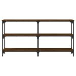 Table console chêne marron 150x29x75 cm bois d'ingénierie – Image 2