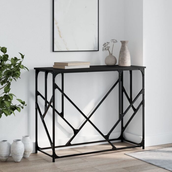 Table console noir 100x40x80 cm bois d'ingénierie – Image 1