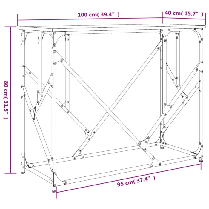 Table console chêne sonoma 100x40x80 cm bois d'ingénierie – Image 7