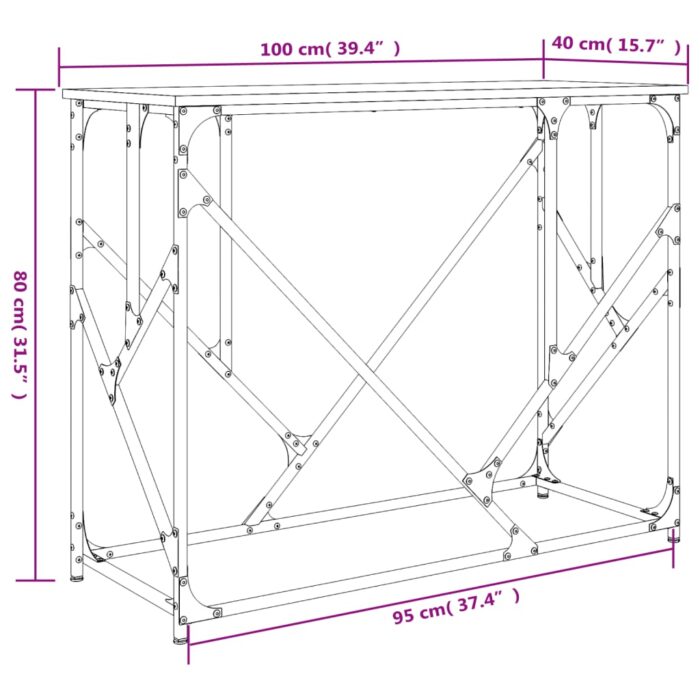 Table console chêne fumé 100x40x80 cm bois d'ingénierie – Image 7