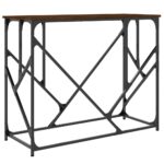 Table console chêne marron 100x40x80 cm bois d'ingénierie – Image 4