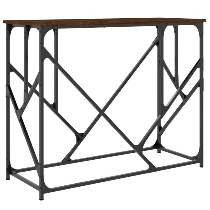 Table console chêne marron 100x40x80 cm bois d'ingénierie – Image 4