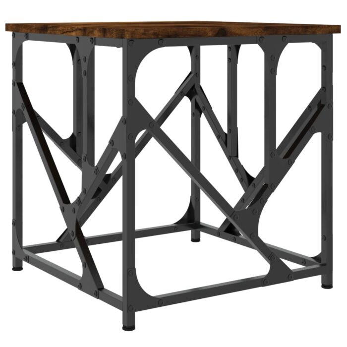 Table basse chêne fumé 45x45x47,5 cm bois d'ingénierie – Image 4