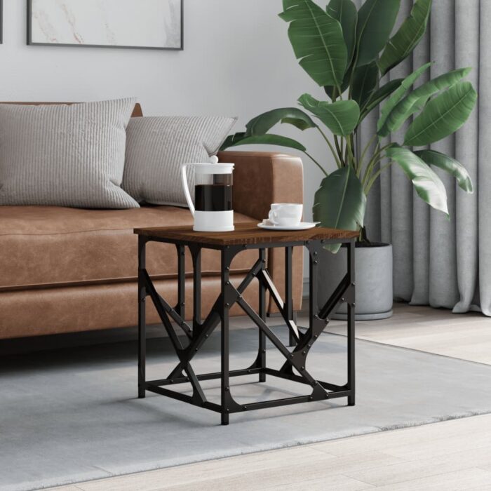 Table basse chêne marron 45x45x47,5 cm bois d'ingénierie – Image 1
