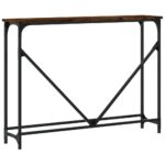 Table console chêne fumé 102x22,5x75 cm bois d'ingénierie – Image 4