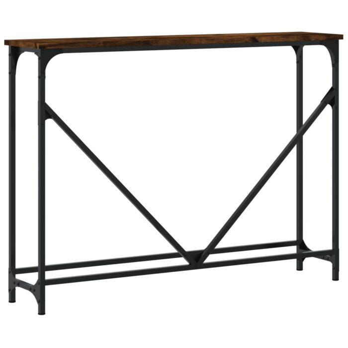 Table console chêne fumé 102x22,5x75 cm bois d'ingénierie – Image 4
