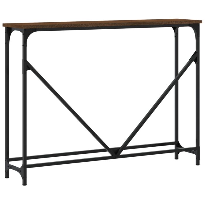 Table console chêne marron 102x22,5x75 cm bois d'ingénierie – Image 4