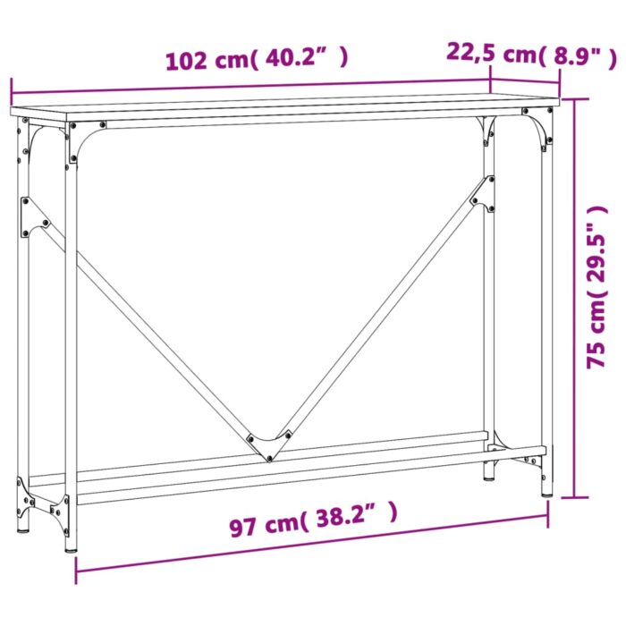 Table console chêne marron 102x22,5x75 cm bois d'ingénierie – Image 7