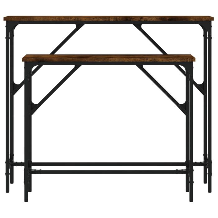 Tables console 2 pcs chêne fumé bois d'ingénierie – Image 2