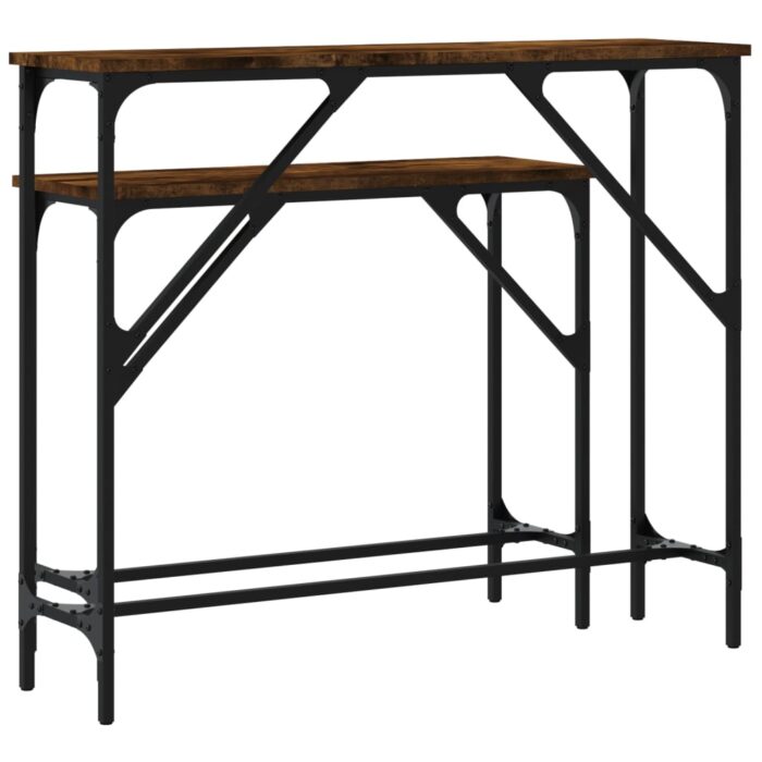 Tables console 2 pcs chêne fumé bois d'ingénierie – Image 4