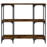 Table console chêne fumé 102x35x90 cm bois d'ingénierie – Image 2