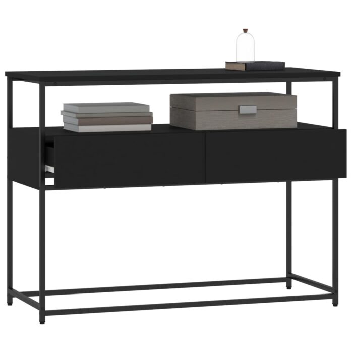 Table console noir 100x40x75 cm bois d'ingénierie – Image 2