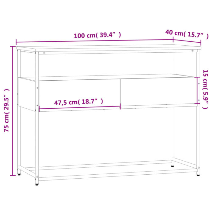 Table console noir 100x40x75 cm bois d'ingénierie – Image 9