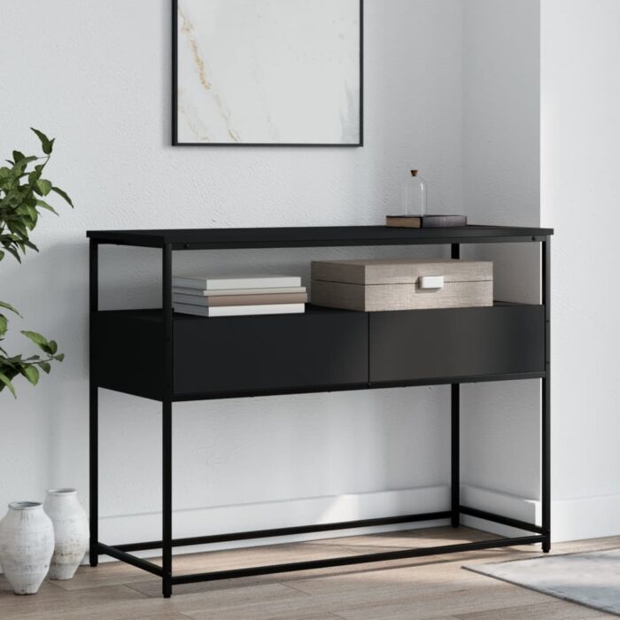Table console noir 100x40x75 cm bois d'ingénierie – Image 1