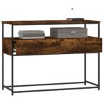 Table console chêne fumé 100x40x75 cm bois d'ingénierie – Image 2