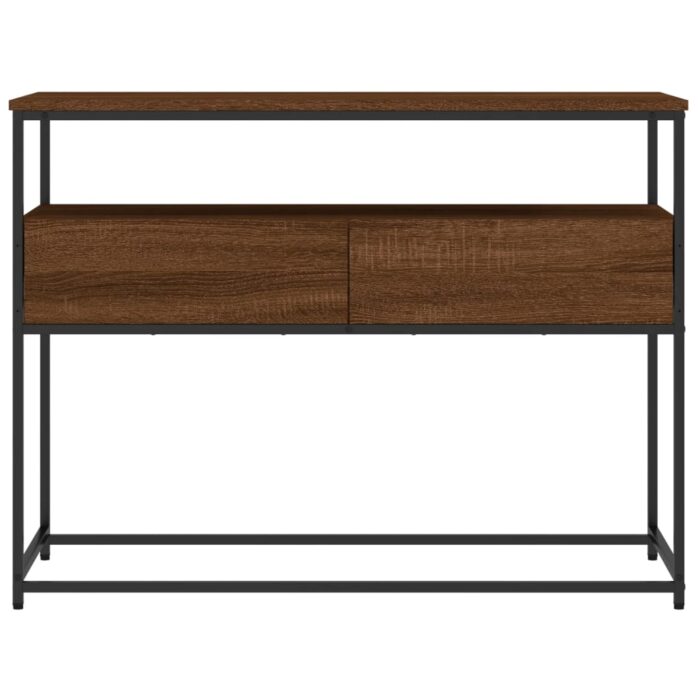 Table console chêne marron 100x40x75 cm bois d'ingénierie – Image 4