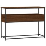 Table console chêne marron 100x40x75 cm bois d'ingénierie – Image 6