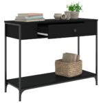 Table console noir 100x34,5x75 cm bois d'ingénierie – Image 2