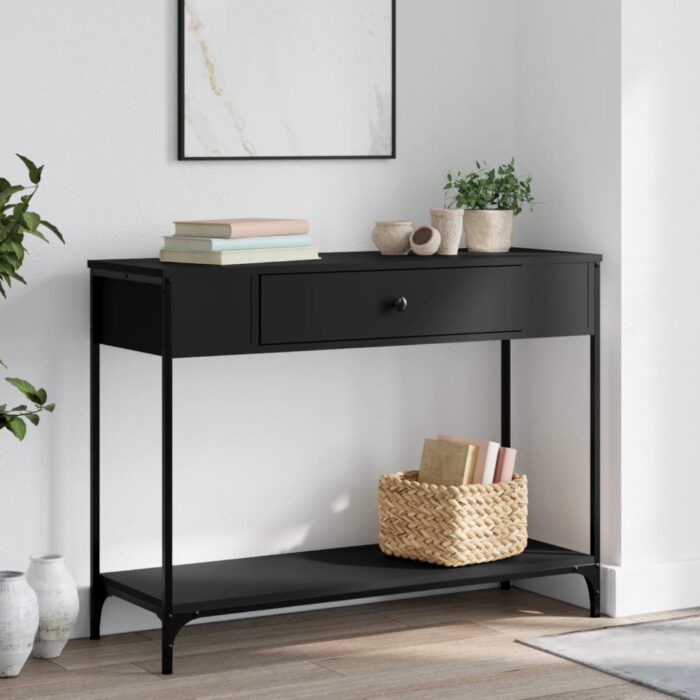 Table console noir 100x34,5x75 cm bois d'ingénierie – Image 1