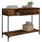 Table console chêne fumé 100x34,5x75 cm bois d'ingénierie – Image 2
