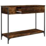 Table console chêne fumé 100x34,5x75 cm bois d'ingénierie – Image 3