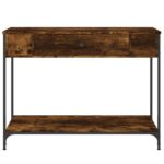 Table console chêne fumé 100x34,5x75 cm bois d'ingénierie – Image 4