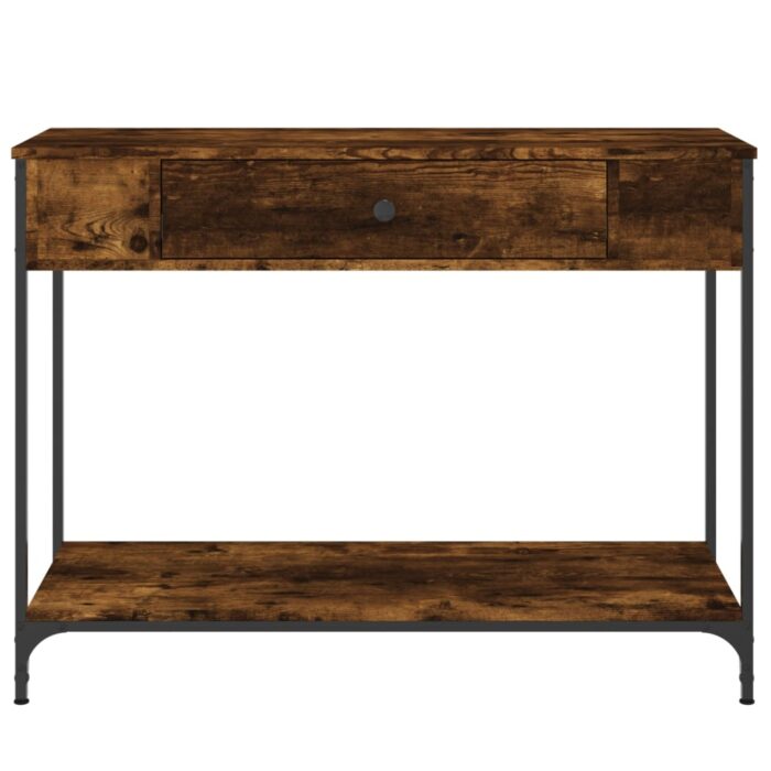 Table console chêne fumé 100x34,5x75 cm bois d'ingénierie – Image 4