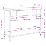 Table console chêne fumé 100x34,5x75 cm bois d'ingénierie – Image 9