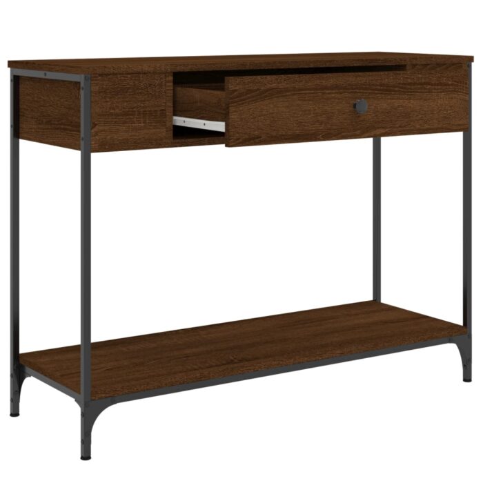 Table console chêne marron 100x34,5x75 cm bois d'ingénierie – Image 3