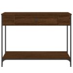 Table console chêne marron 100x34,5x75 cm bois d'ingénierie – Image 4