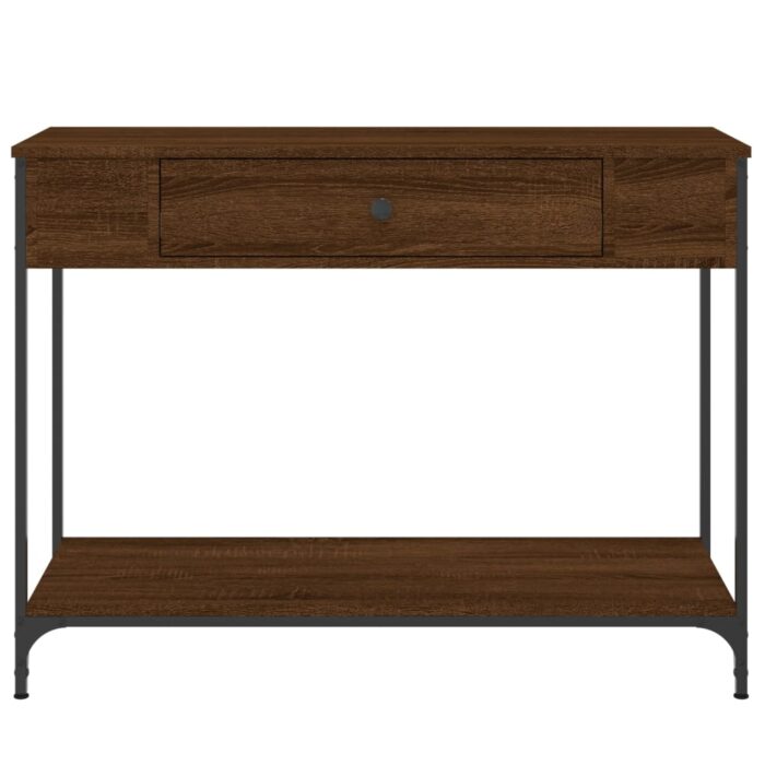 Table console chêne marron 100x34,5x75 cm bois d'ingénierie – Image 4