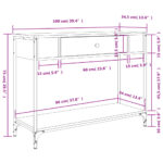 Table console chêne marron 100x34,5x75 cm bois d'ingénierie – Image 9