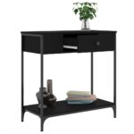 Table console noir 75x34,5x75 cm bois d'ingénierie – Image 2