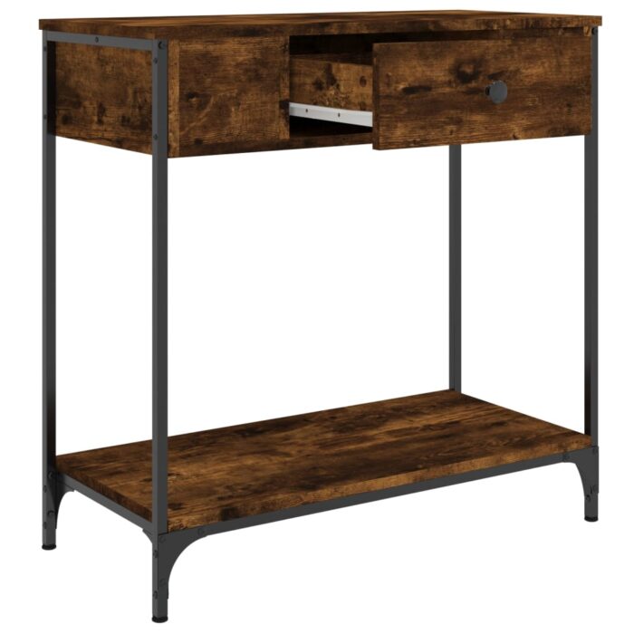 Table console chêne fumé 75x34,5x75 cm bois d'ingénierie – Image 3