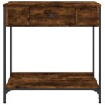 Table console chêne fumé 75x34,5x75 cm bois d'ingénierie – Image 4