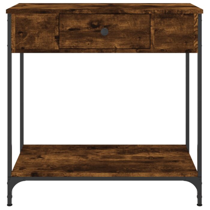 Table console chêne fumé 75x34,5x75 cm bois d'ingénierie – Image 4
