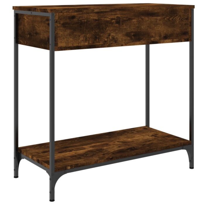 Table console chêne fumé 75x34,5x75 cm bois d'ingénierie – Image 6