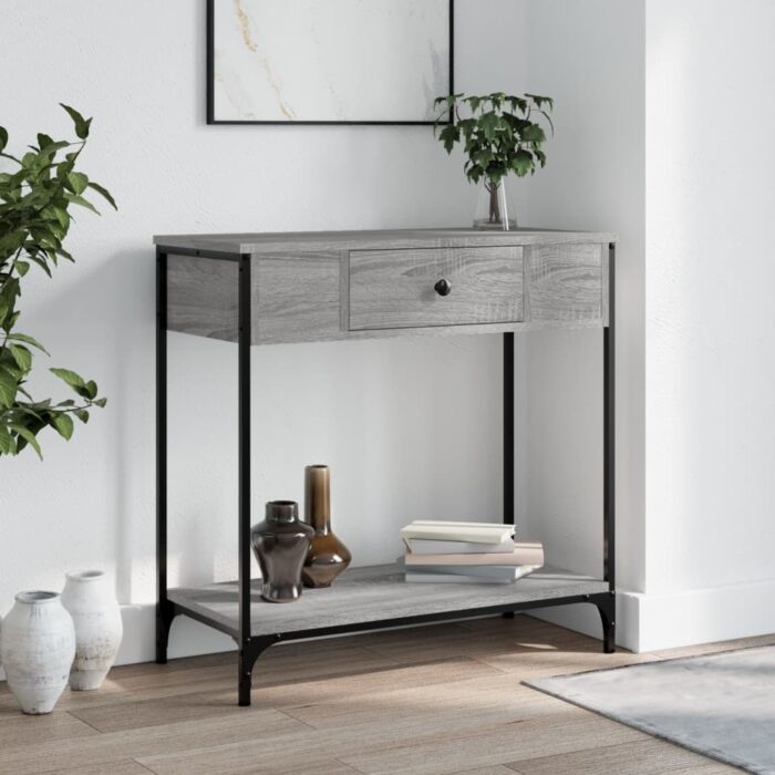 Table console sonoma gris 75x34,5x75 cm bois d'ingénierie – Image 1