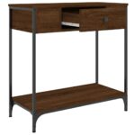 Table console chêne marron 75x34,5x75 cm bois d'ingénierie – Image 3