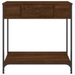 Table console chêne marron 75x34,5x75 cm bois d'ingénierie – Image 4