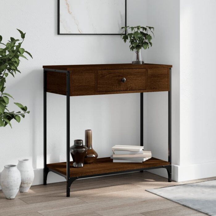 Table console chêne marron 75x34,5x75 cm bois d'ingénierie – Image 1