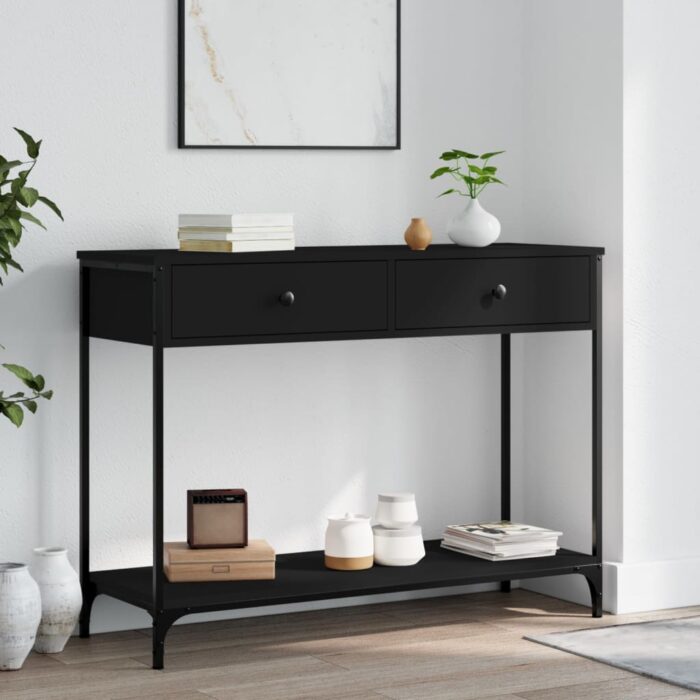 Table console noir 100x34,5x75 cm bois d'ingénierie – Image 1
