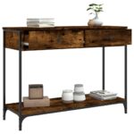 Table console chêne fumé 100x34,5x75 cm bois d'ingénierie – Image 2