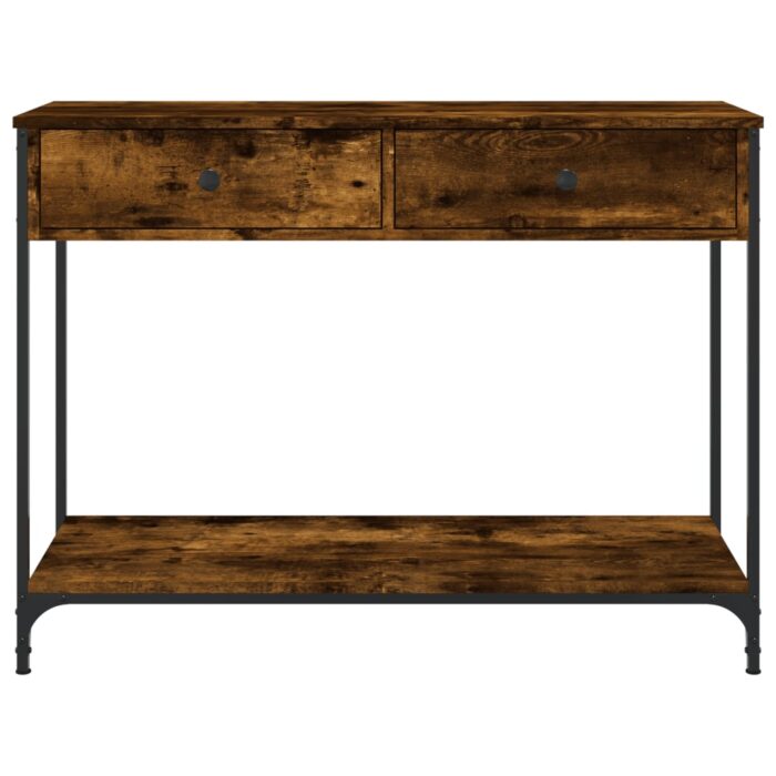 Table console chêne fumé 100x34,5x75 cm bois d'ingénierie – Image 4
