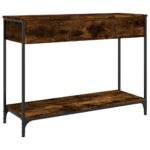Table console chêne fumé 100x34,5x75 cm bois d'ingénierie – Image 6
