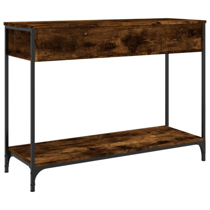 Table console chêne fumé 100x34,5x75 cm bois d'ingénierie – Image 6