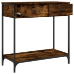 Table console chêne fumé 75x34,5x75 cm bois d'ingénierie – Image 3