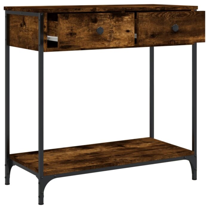 Table console chêne fumé 75x34,5x75 cm bois d'ingénierie – Image 3