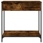 Table console chêne fumé 75x34,5x75 cm bois d'ingénierie – Image 4