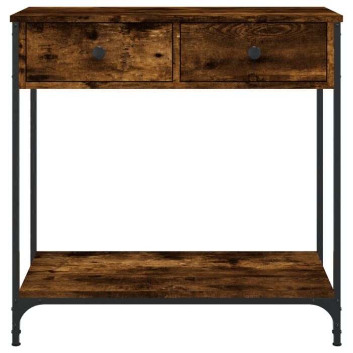 Table console chêne fumé 75x34,5x75 cm bois d'ingénierie – Image 4